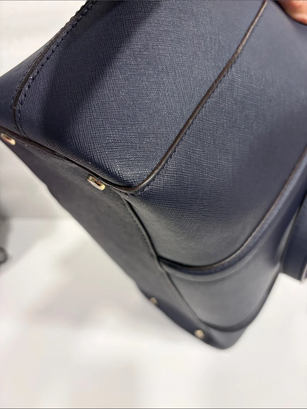 kate spade Navy Structured Satchel with Top Handles and Detachable Strap